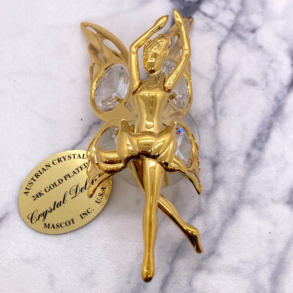 Crystal Delight 24K Gold Plated Austrian Crystal Fairy Window Decor by Mascot